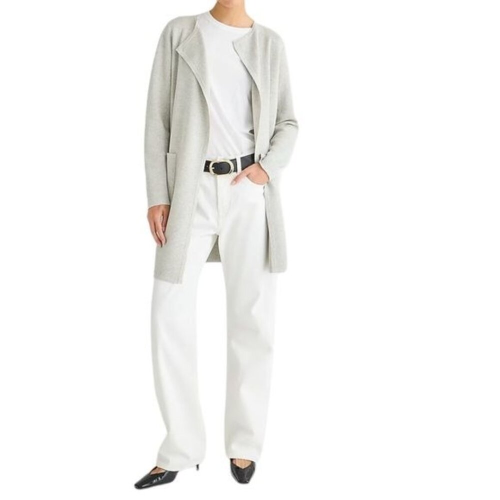 J. Crew Juliette Collarless Sweater Blazer in Heather Dove Gray Size Small NWT